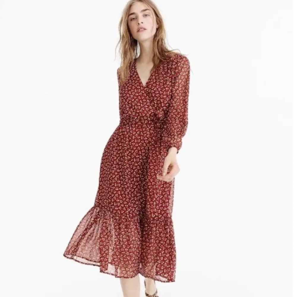 J. Crew Dresses J. Crew Point Sur Faux Wrap Midi Dress In Sparkle Floral